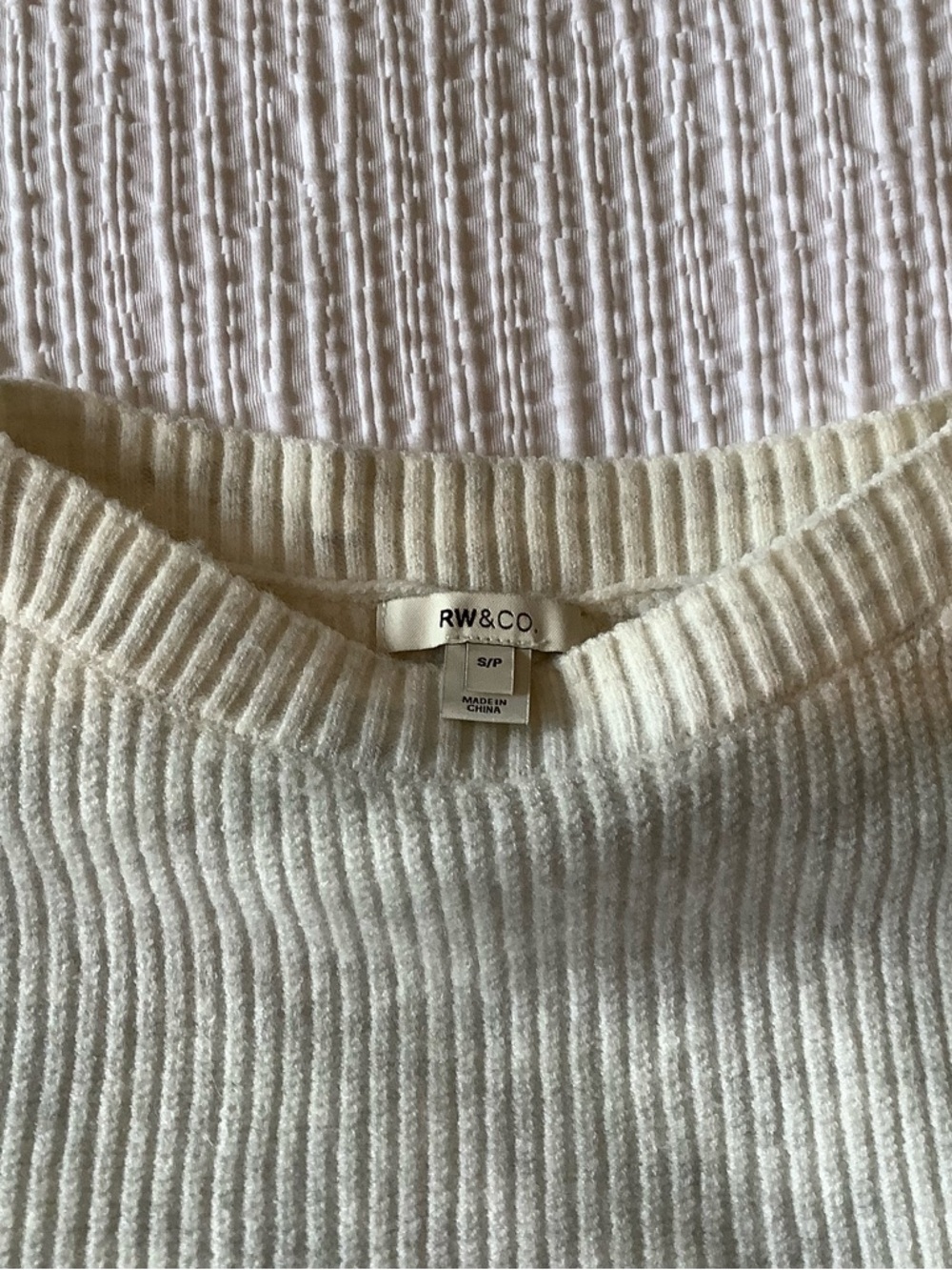 RW&CO. Cream Ruffle-Trim Ribbed Sweater - Picture 5 of 6